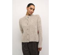 Kaffe Kaane Button High Neck Chunky Cardigan In Fawn Fawn