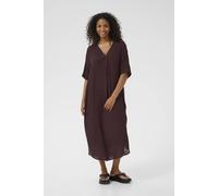 Kaffe Kaanja V-Neck Loose Fit Midi Dress In Maroon Maroon 8