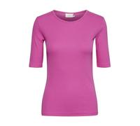 KAFFE KAcarna Women's T-Shirt Slim Fit Plain Basic Top Short Sleeve Blouse Crew Neck, festival fuchsia, S