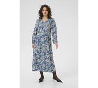 Kaffe Kadahlia Long Sleeve Patterned Dress In Mid Blue Mid Blue