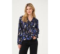 Kaffe Kaditte V-Notch Neck Elastic Hem Blouse Printed In Blue Blue 8