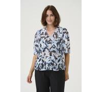 Kaffe Kaelina V-Neck Floral Print Blouse In Baby Blue Baby Blue