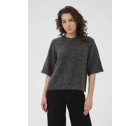Kaffe Kaemilie Cropped Short Sleeve Knit Top In Dark Grey Dark Grey