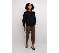 Kaffe Kaenya Button Floral Round Neck Blouse Plain In Black Black 16