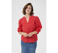 Kaffe Kajollia Notch Neck 3/4 Sleeves Blouse In Red Red 14