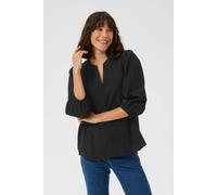 Kaffe Kajollia Notch Neck 3/4 Sleeves Blouse Plain In Black Black 12