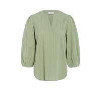 Kaffe Kajollia Notch Neck 3/4 Sleeves Blouse Plain In Green Green 10
