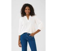 Kaffe Kajollia Notch Neck 3/4 Sleeves Blouse Plain In White White 8