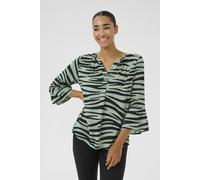 Kaffe Kalea 3/4 Sleeve Ruffle Printed Blouse In Green Green 10