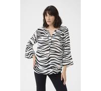 Kaffe Kalea 3/4 Sleeve Ruffle Printed Blouse In White White