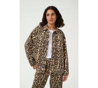 Kaffe Kaleonora Leopard Print Denim Jacket Leopard Print In Natural Natural 16