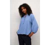 Kaffe Kalianna Notch Neck 3/4 Sleeve Blouse Plain In Blue Blue 12