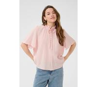Kaffe Kalianna Short Sleeve Tie Neck Blouse In Pink Pink 16