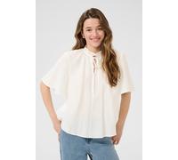 Kaffe Kalianna Short Sleeve Tie Neck Blouse In White White 10