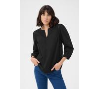 Kaffe Kalila V-Notch Neck Long Sleeve Blouse Plain In Black Black 10