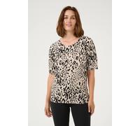 Kaffe Kaliz Printed Short Sleeve Pullover Animal Print In Natural Natural S