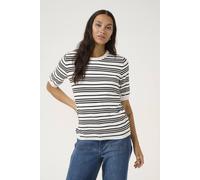 Striped knit blouse for women KAFFE Lizza Blanc XS