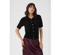 Kaffe Kalizza Short Sleeve Striped Cardigan In Black Black XS