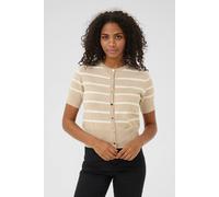 Kaffe Kalizza Short Sleeve Striped Cardigan In Grey Grey M