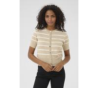 Kaffe Kalizza Short Sleeve Striped Cardigan In Pale Grey Pale Grey XS