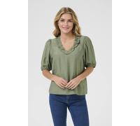 Kaffe Kamariana Frill Blouse In Olive Olive 14