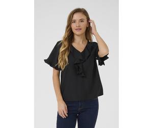 Kaffe Kamariana Short Sleeve Frill Blouse In Black
