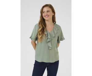 Kaffe Kamariana Short Sleeve Frill Blouse In Pale Green Pale Green