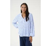 Kaffe Kamathilde Notch Neck Long Sleeve Blouse In Baby Blue Baby Blue