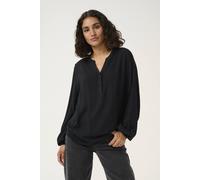 Kaffe Kamathilde Notch Neck Long Sleeve Blouse In Black Black