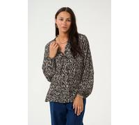 Kaffe Kamathilde Notch Neck Long Sleeve Blouse Printed In Black Black 8