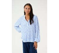 Kaffe Kamathilde Notch Neck Long Sleeve Blouse Printed In Blue Blue 10