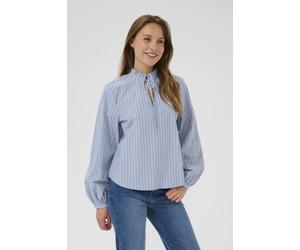 Kaffe Kamilina Tie Neck Long Sleeve Blouse In Baby Blue Baby Blue