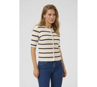 Kaffe Kamorita Short Sleeve Striped Cardigan In Cream Cream M