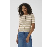 Kaffe Kamorita Short Sleeve Striped Cardigan In Light Beige Light Beige
