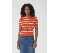 Kaffe Kamorita Short Sleeve Striped Cardigan In Orange Orange L