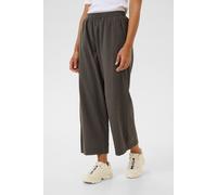 Kaffe Kanaya Elastic Waist Cropped Trousers Plain In Grey Grey 12