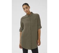 Kaffe Kanaya Longline Shirt In Dark Olive Dark Olive 18