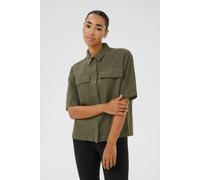 Kaffe Kanaya Short Sleeves Pocket Shirt Plain In Green Green 14