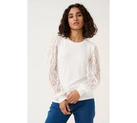 Kaffe Kanima Lace Sleeve Round Neck Blouse Plain In White White L