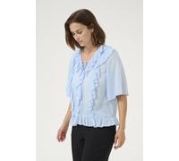 Kaffe Kaninna Frill Detail V-Neck Blouse In Baby Blue Baby Blue 14