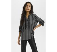 Kaffe Women's Blouse V-Notch Neck Long Sleeves Casual Fit Printed Chest Pockets, Black/Chalk Small Diamonds, 8 (XS)