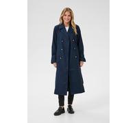 Kaffe Kapatricia Double-Breasted Trench Coat Plain In Blue Blue 14