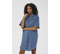 Kaffe Kareece Denim Shirt Dress Knee Length In Mid Blue Mid Blue 18