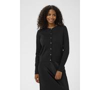 Kaffe Karegina Crew Neck Long Sleeve Cardigan In Black Black L