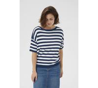 Kaffe Karegina Striped Short Sleeve Pullover In Navy Navy