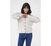 Kaffe Karita V-Neck Pointelle Knit Cardigan In Pale Grey Pale Grey