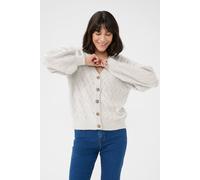 Kaffe Karita V-Neck Pointelle Knit Cardigan Plain In Grey Grey L