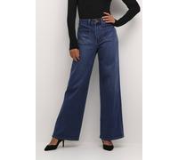 Kaffe Karla High Waisted Wide Leg Jeans In Mid Blue Mid Blue 14