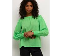 Kaffe Karoca Long Sleeve Swiss Dot Blouse Plain In Green Green 10