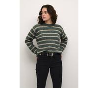 Kaffe Katrina Striped Crew Neck Pullover In Dark Green Dark Green XS